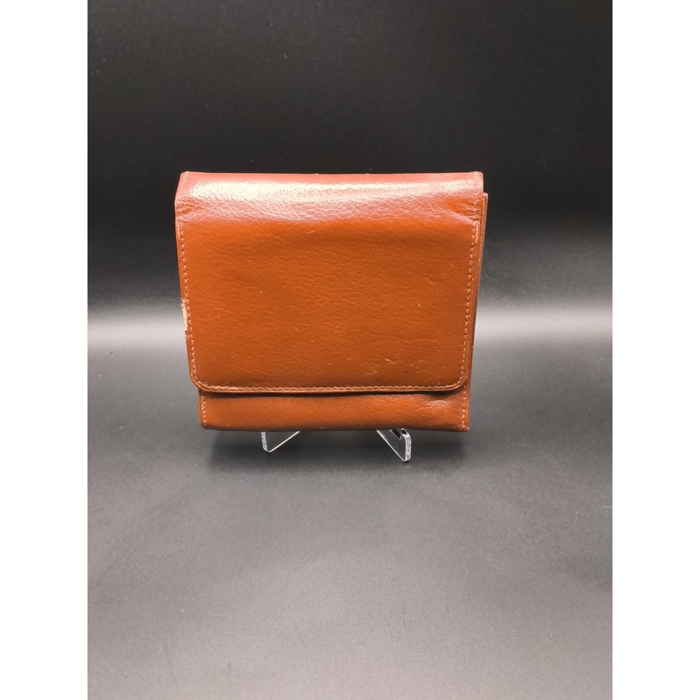 Vintage Buxton Cognac Brown Leather Folding Wallet - Custom Monogram 47 Lining